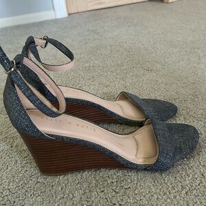Kelly and Katie chambray wedge sandals